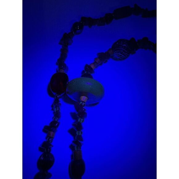 Artisan Natural Stone Amber Copal Uranium Vaseline Glass Long Beaded Necklace - Picture 11 of 13